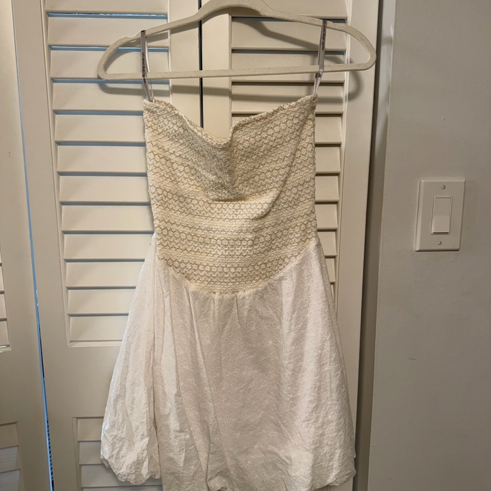 Maaji Cream and White Strapless Dress